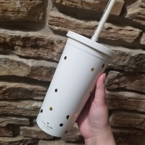 SOLD NWT Kate Spade White with Gold Confetti Tumbler